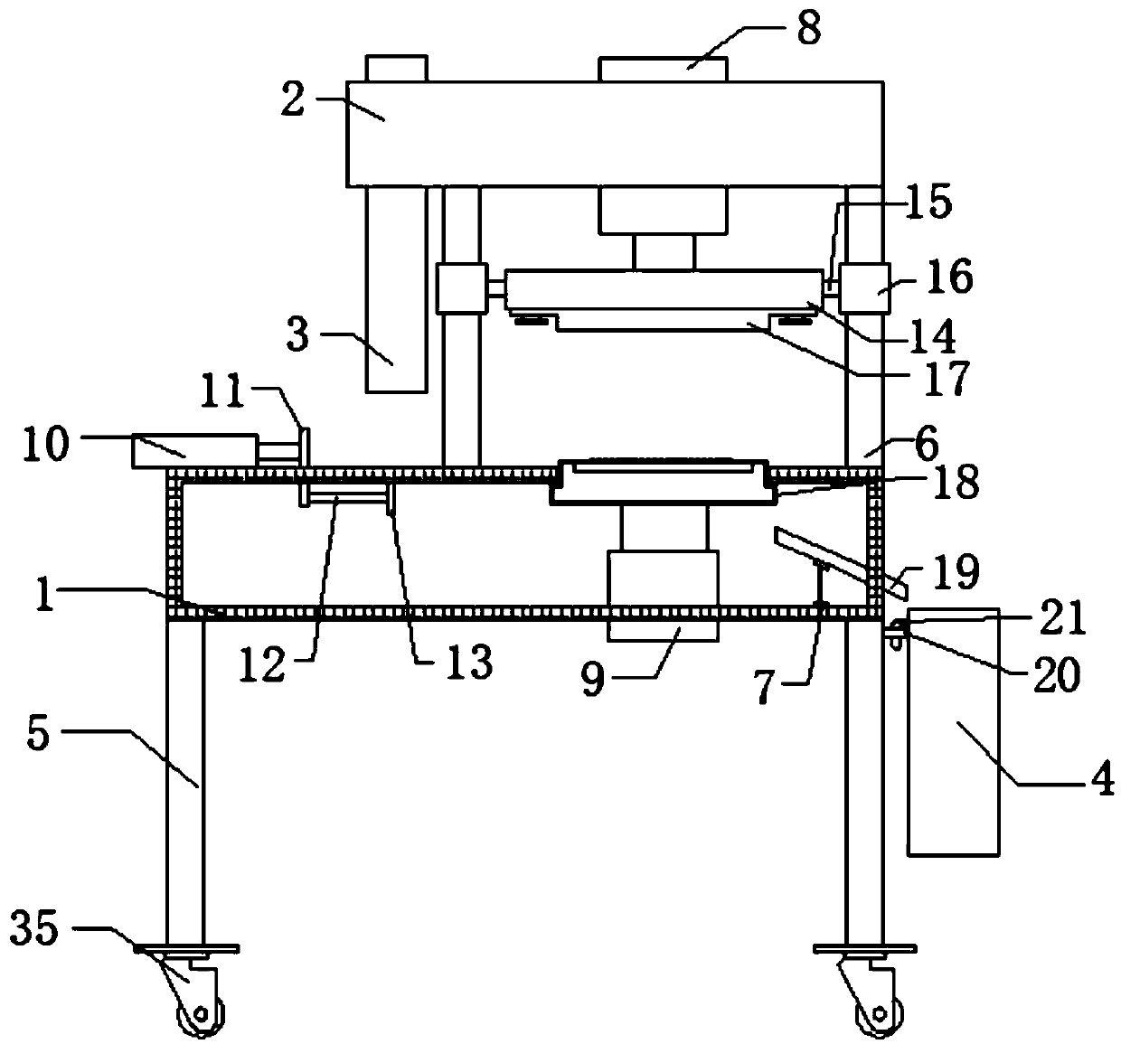 Automatic feeding and discharging automobile clutch plate flattening machine