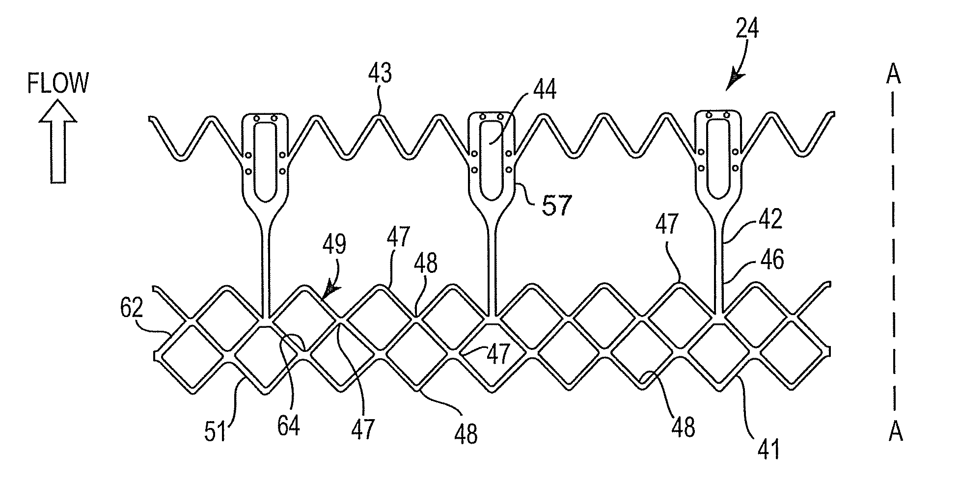 Anchoring structure with concave landing zone