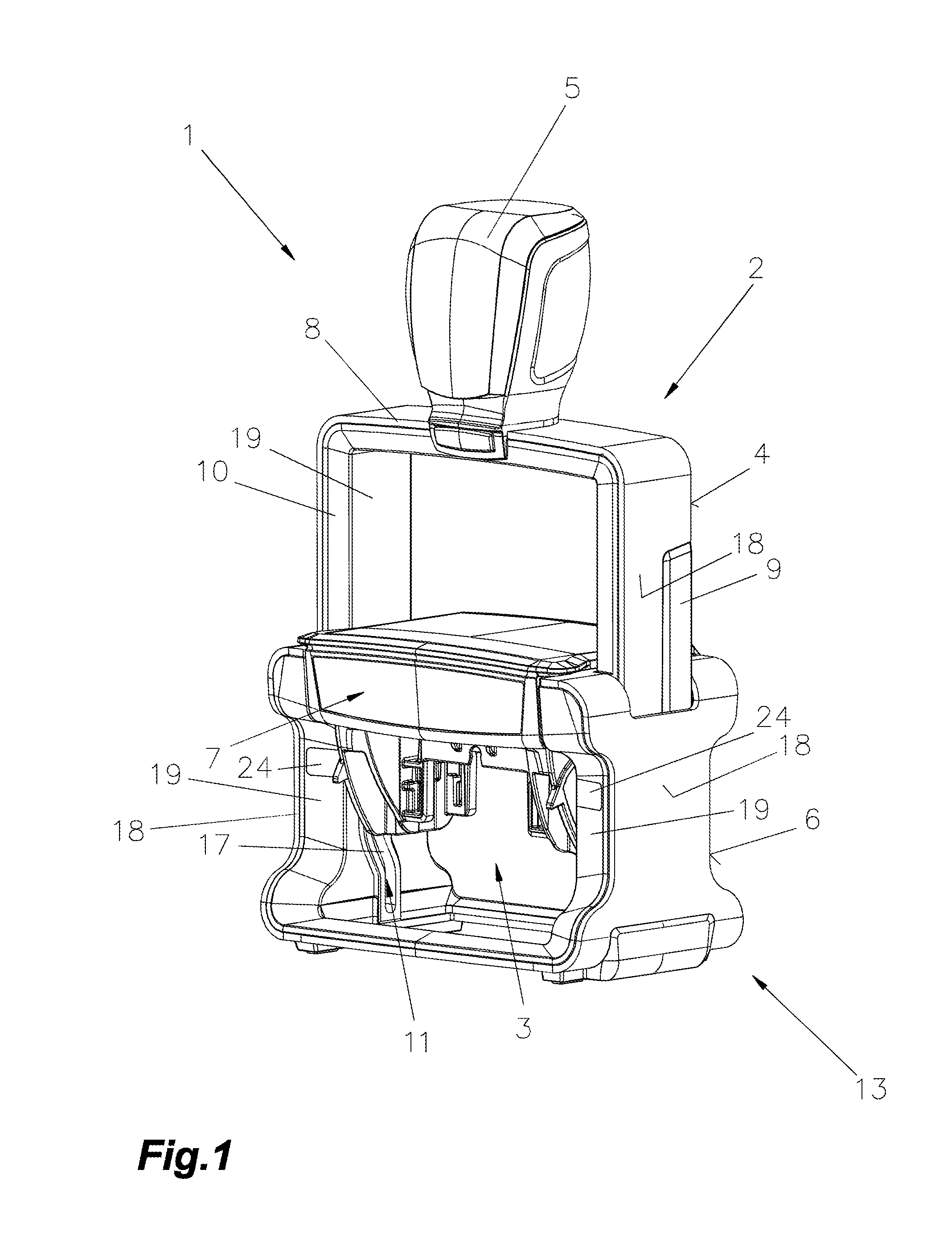 Stamp and stamping insert, especially as a replacement part for a stamp