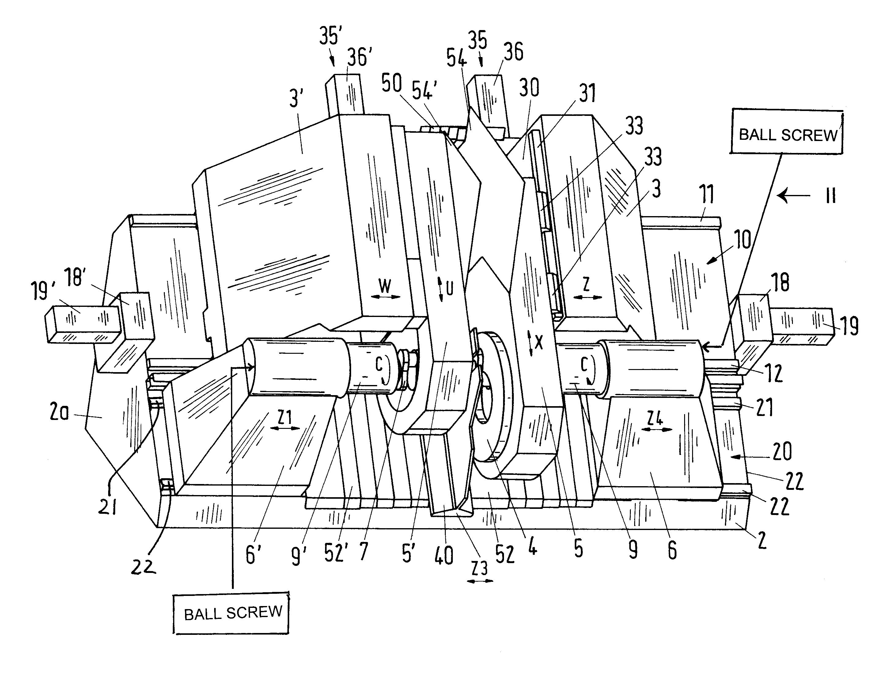 Machine for machining workpieces, especially crankshafts and camshafts, with at least one internal cutter milling tool