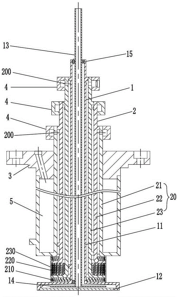 High-temperature-resistant horizontal multi-layer gas inlet device for SiC epitaxy