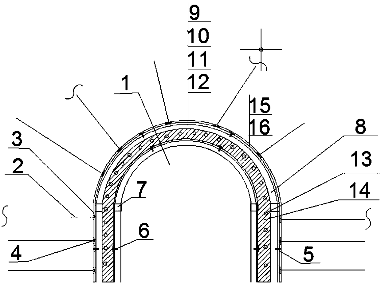 Roadway U-shaped steel sleeving shed supporting structure