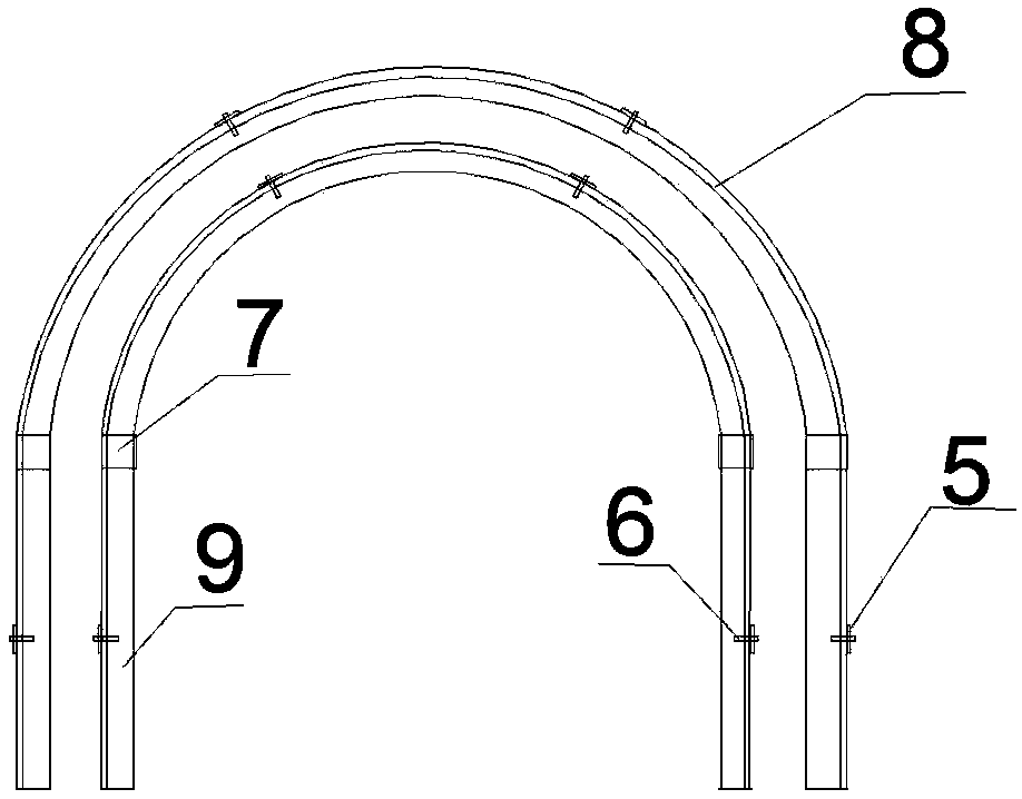 Roadway U-shaped steel sleeving shed supporting structure