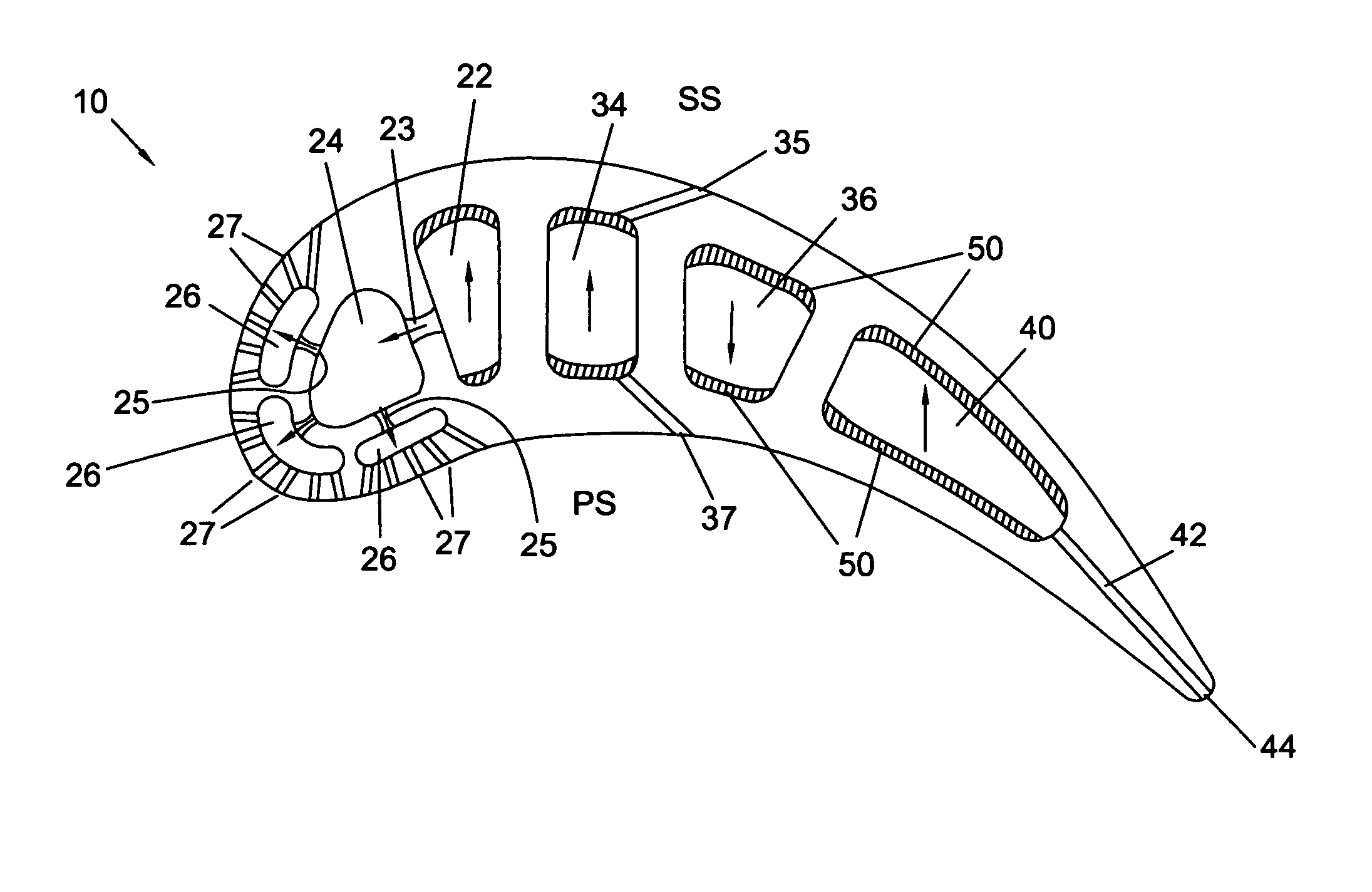 Turbine airfoil with near-wall leading edge multi-holes cooling