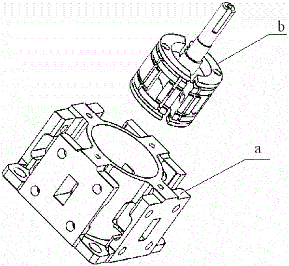 A waveguide switch with a split-and-close guide rotor