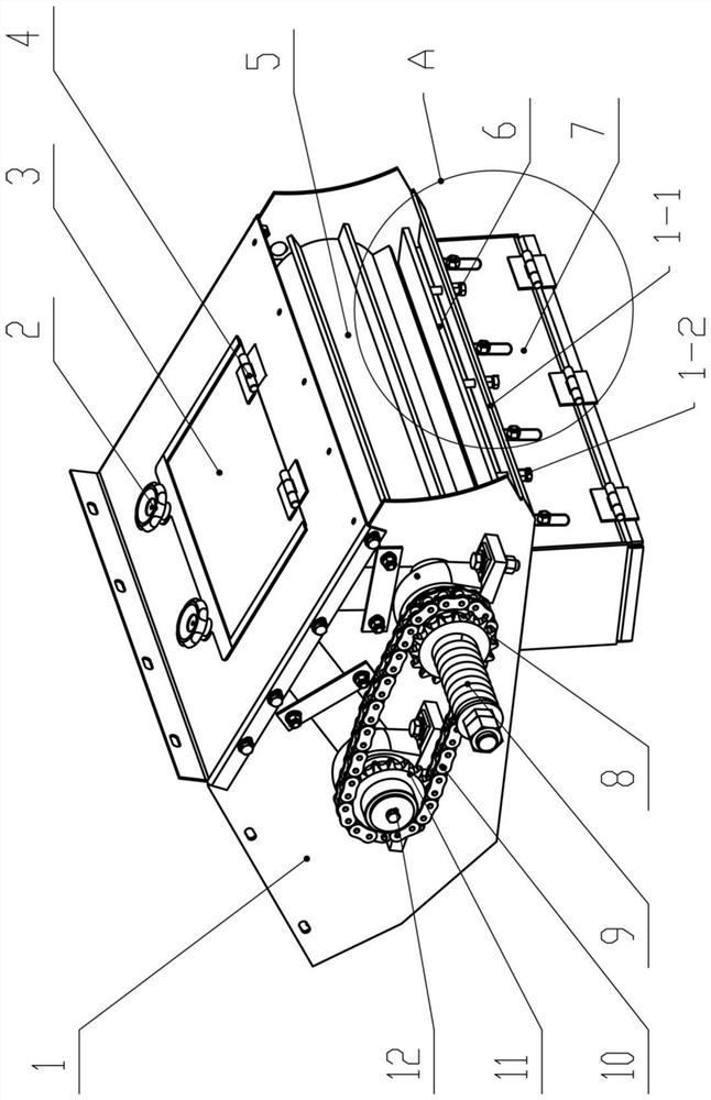 Chopping and flattening device of seed melon harvester