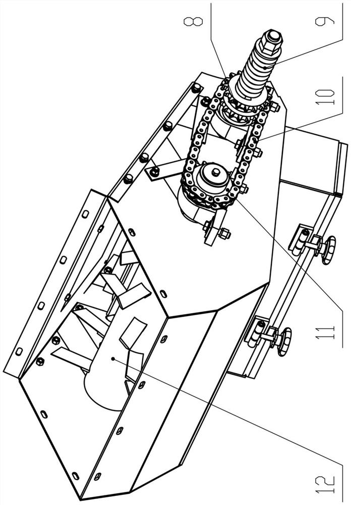 Chopping and flattening device of seed melon harvester