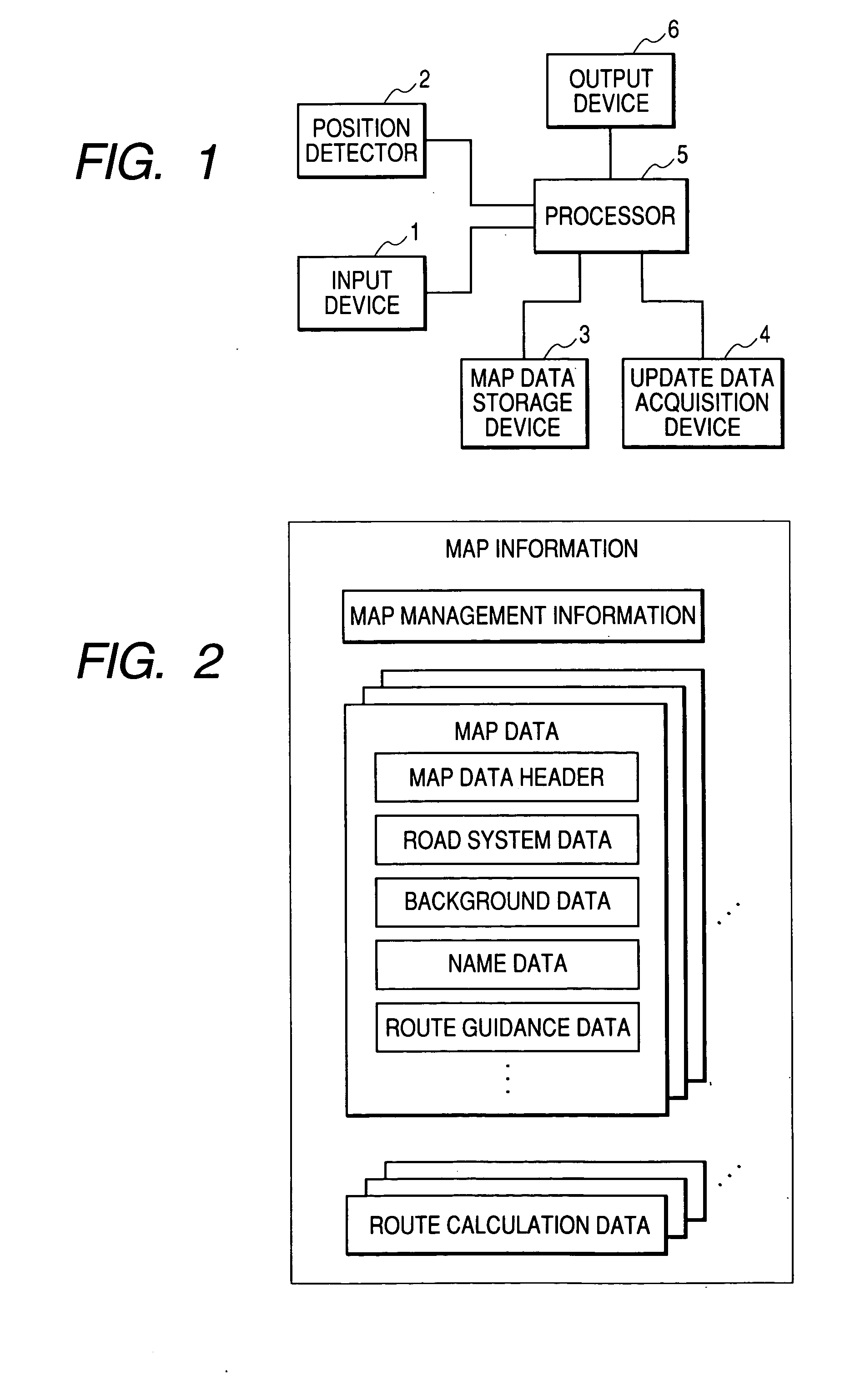 Data structure of map data, map data storage medium, map data updating method and map data processing apparatus