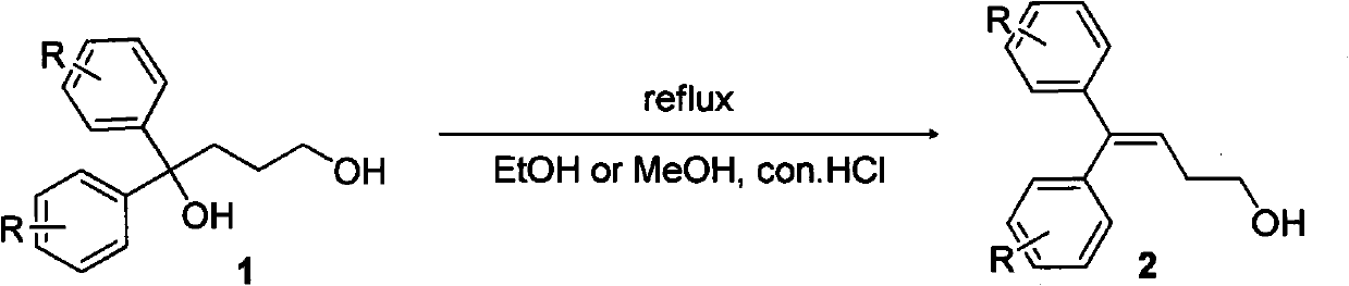 Diphenylalkyl halide or diphenyl carboxylic acid and synthesis method thereof