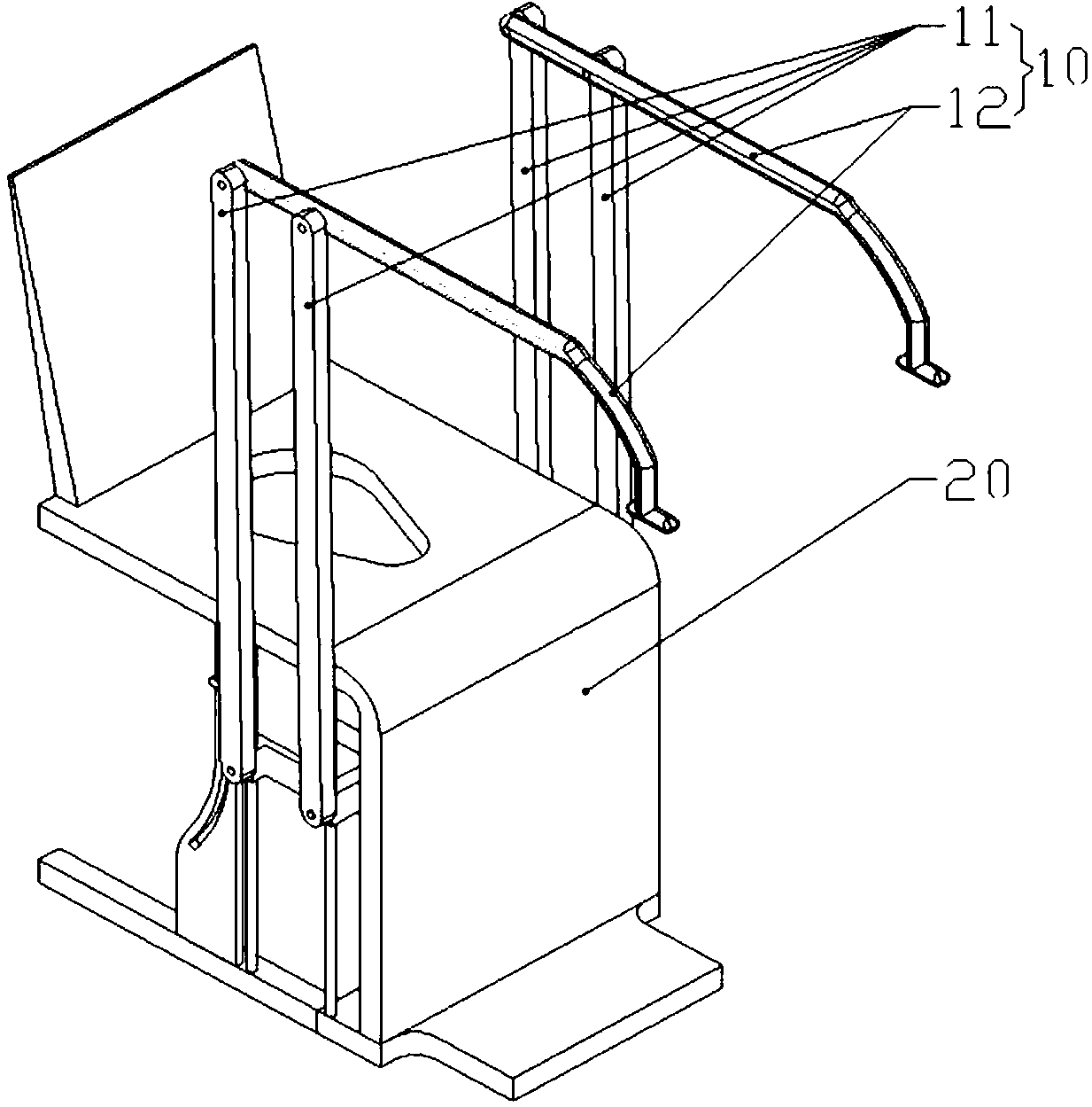 A double-link power-assisted toilet