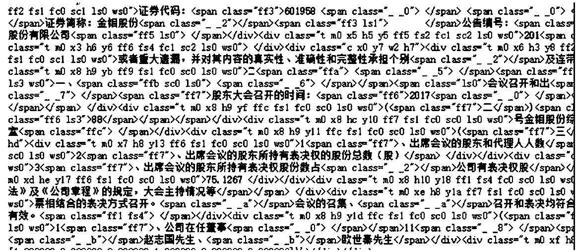 Announcement text key information extraction method and device