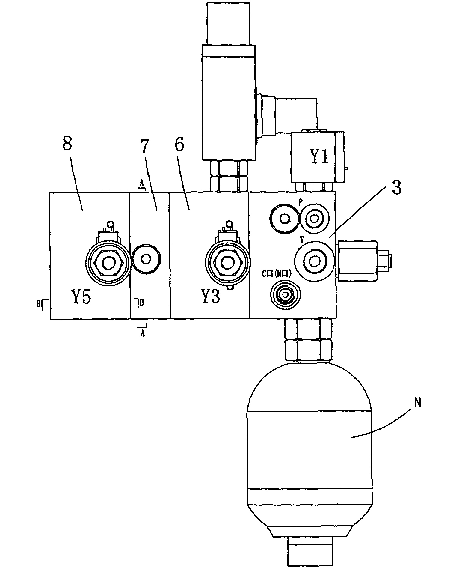 Electrically-controlled multifunctional compact type control valve assembly