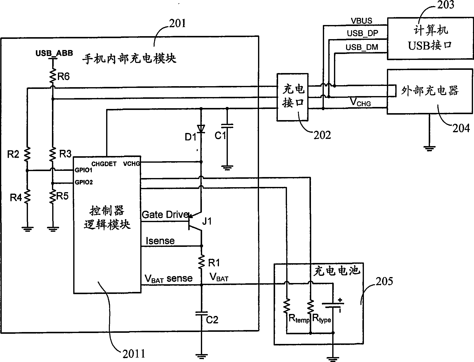 Device and method for terminal charger charging, USB charging and data communication