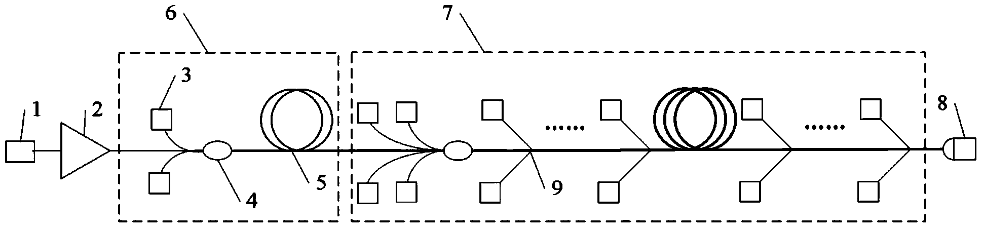 MOPA structure fiber laser device capable of restraining SBS effect