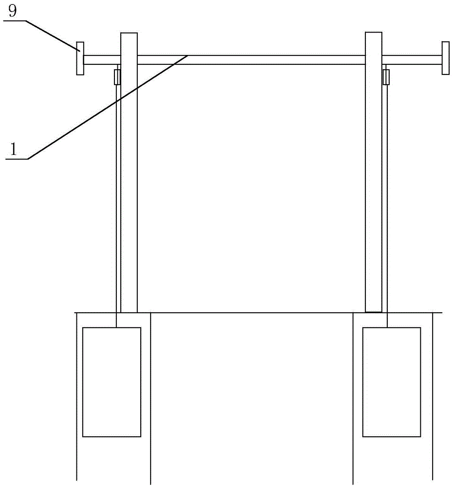 Balance weight buffering type height limiting frame