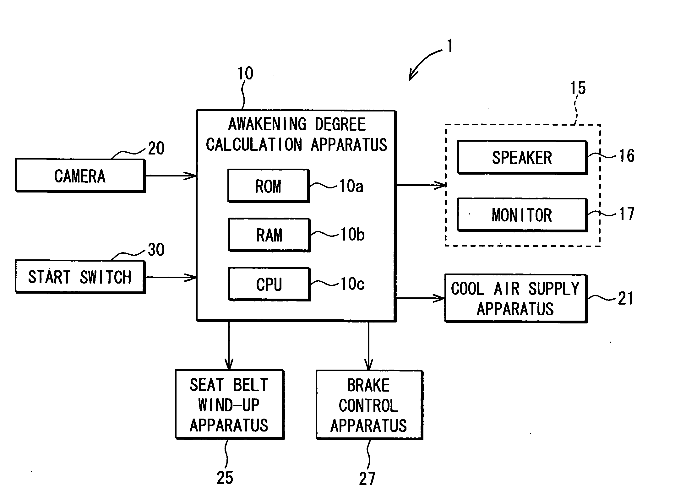 Drowsiness alarm apparatus and program