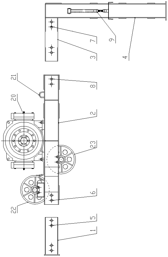 Elevator shaft beam for pulling upper telescopic construction lifting machine and installation and use method thereof