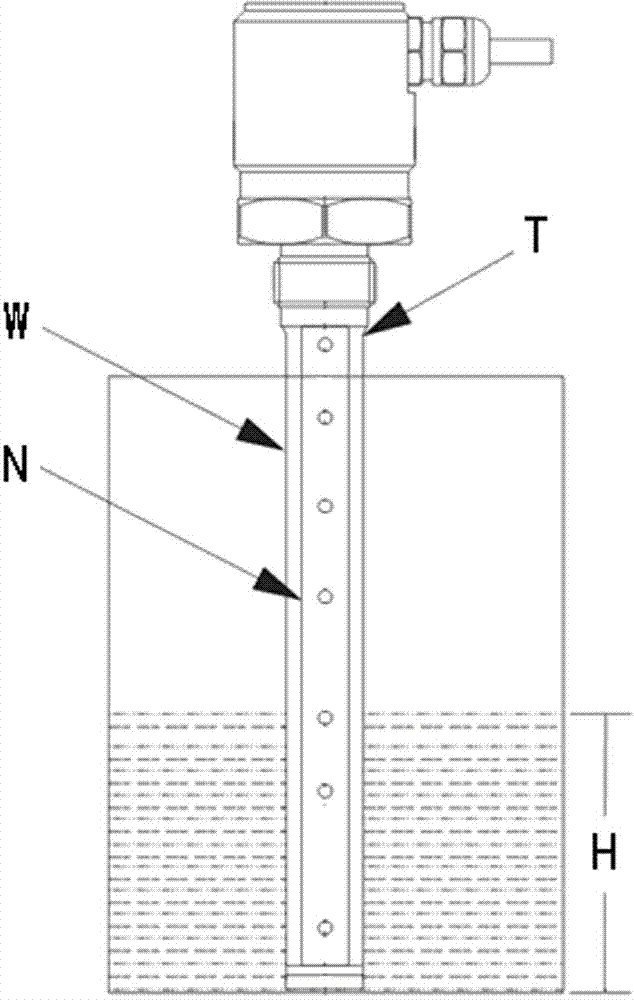 Liquid level sensor and connecting and fixing method of outer pipe of liquid level sensor