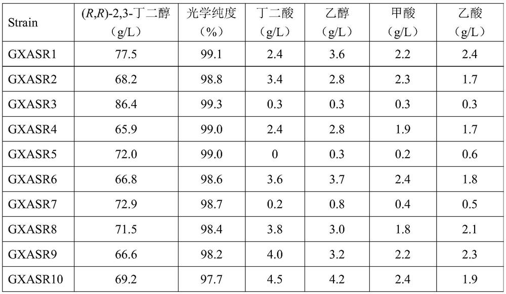 Construction method and application of genetic engineering strain for producing (r,r)-2,3-butanediol