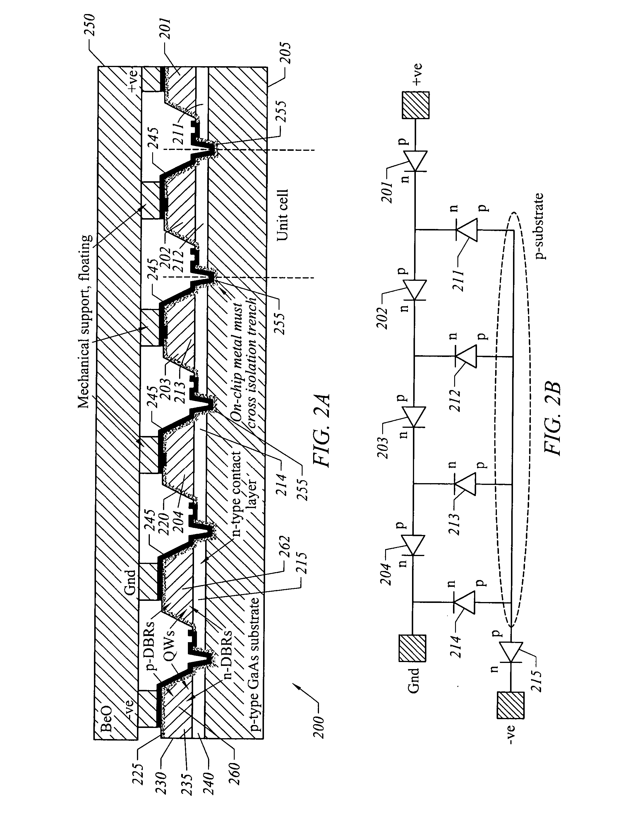 Apparatus, system, and method for junction isolation of arrays of surface emitting lasers