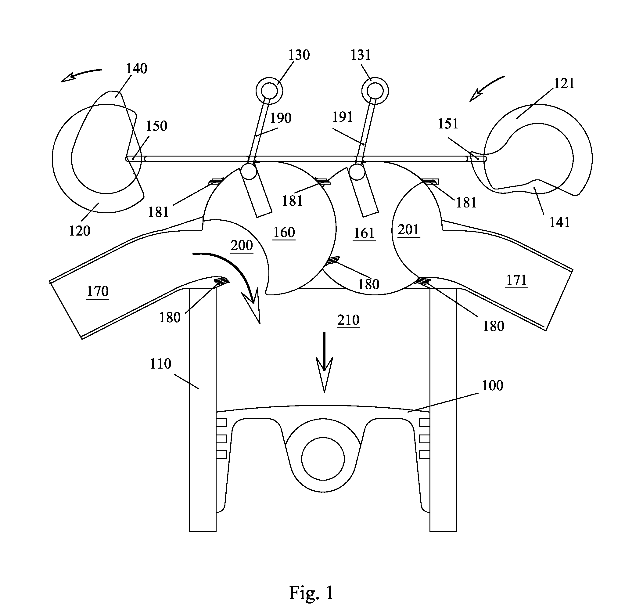 Internal combustion engine with direct air injection and pivoting valve