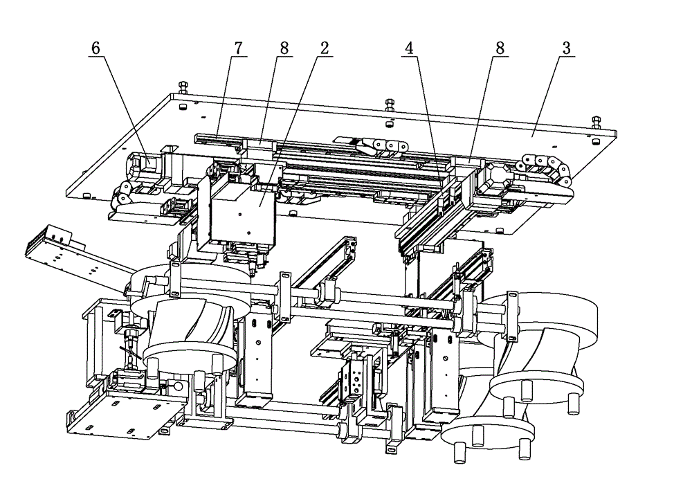 Component inserter with overhead horizontal slide rails