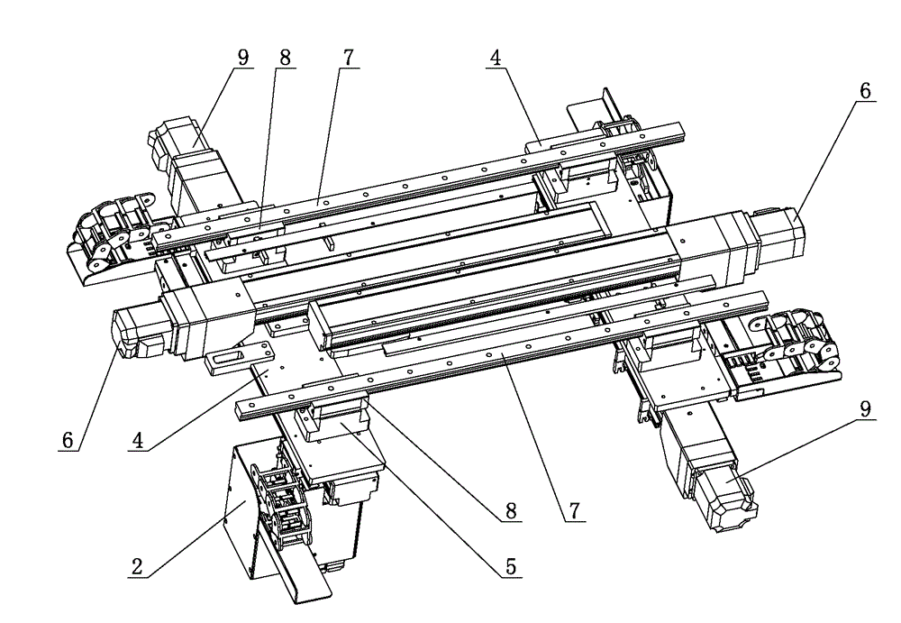 Component inserter with overhead horizontal slide rails