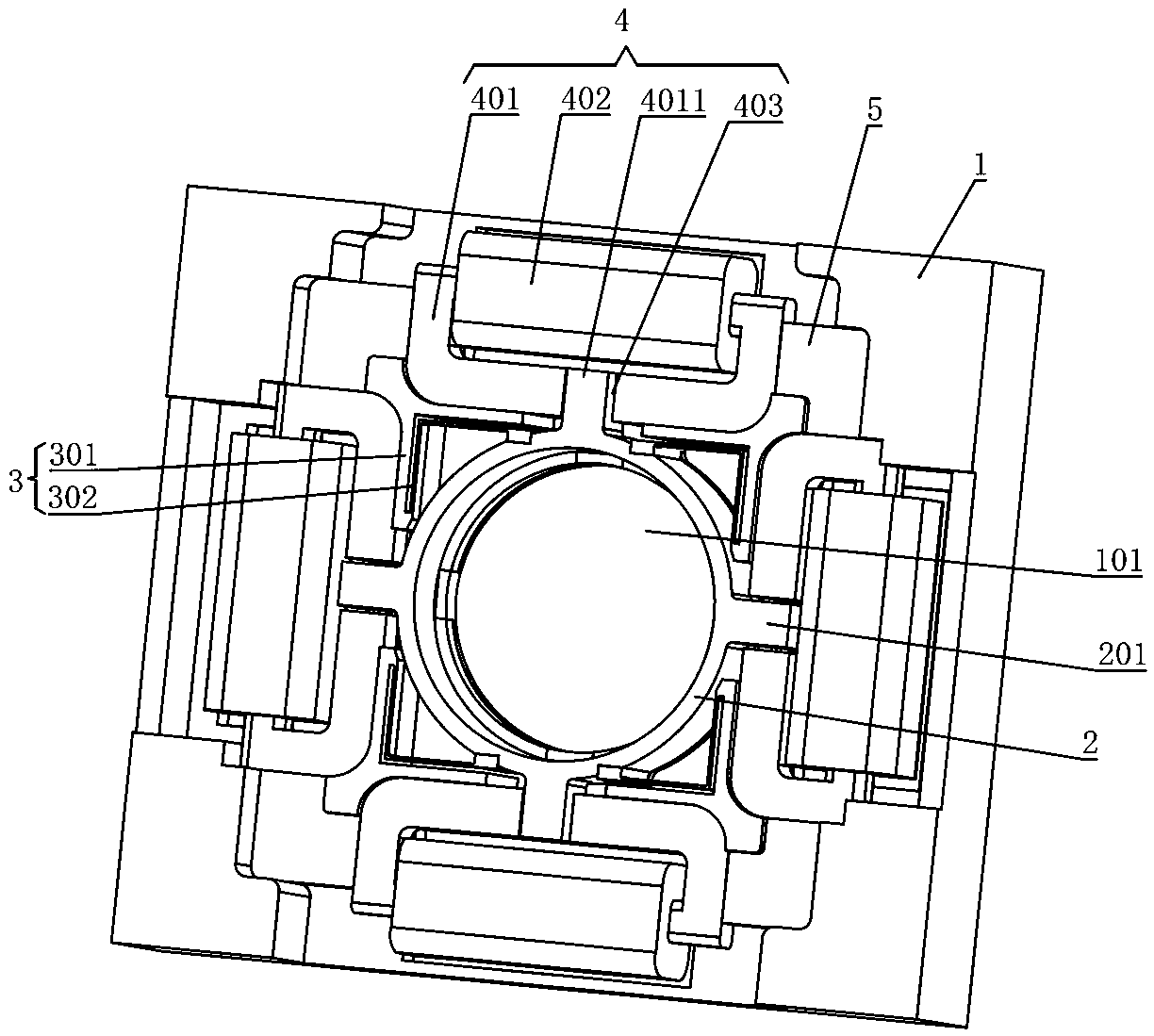 Micro-positioning device based on normal stress electromagnetic driving