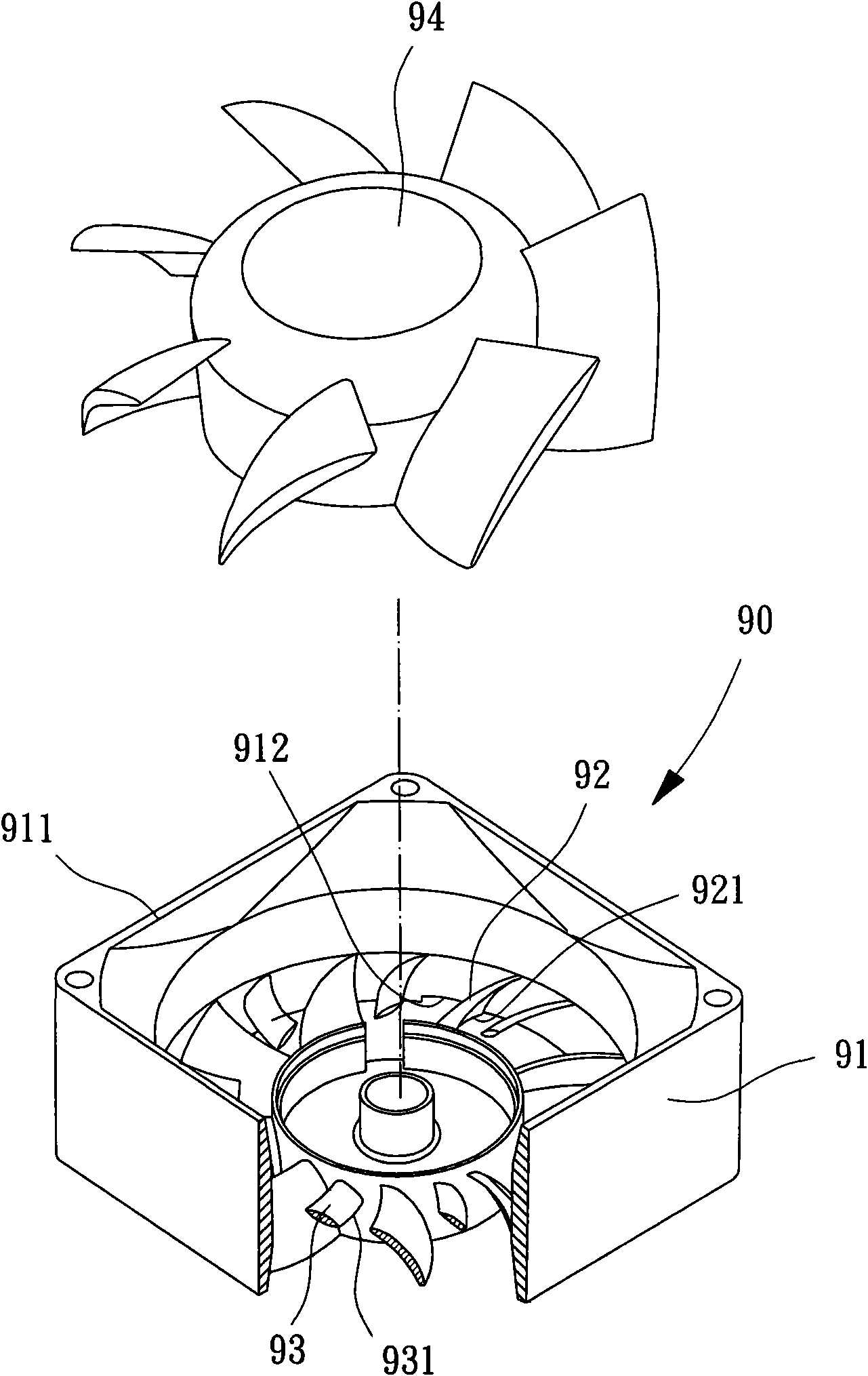 Radiating fan casing seat