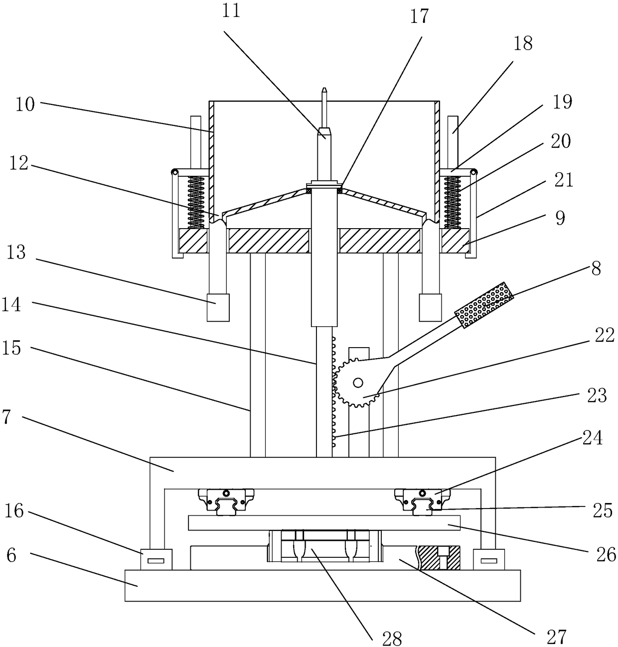 Building top plate vertical drilling device for building construction