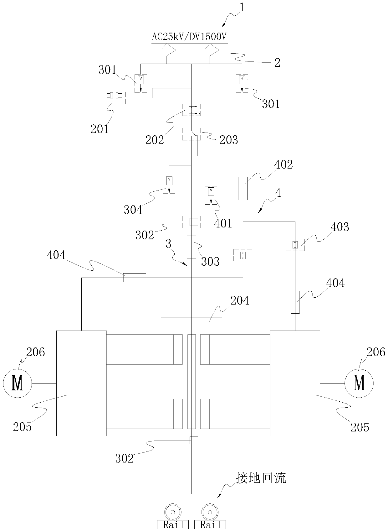 Alternating current-direct current switching high-voltage system of double current vehicle