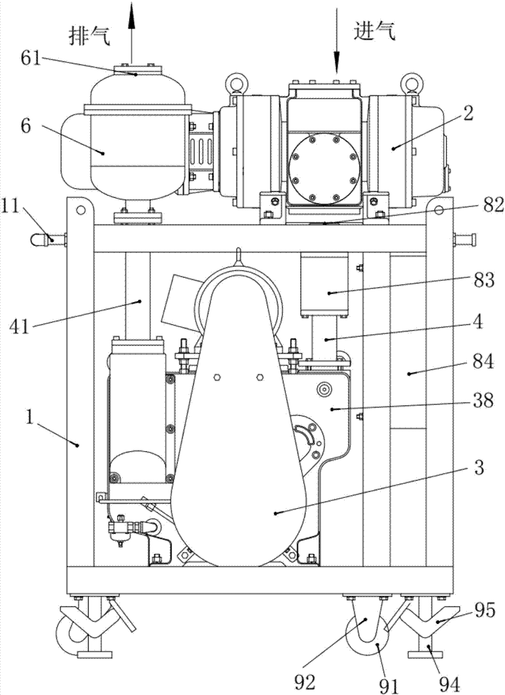 Moving type roots and slide valve vacuum unit