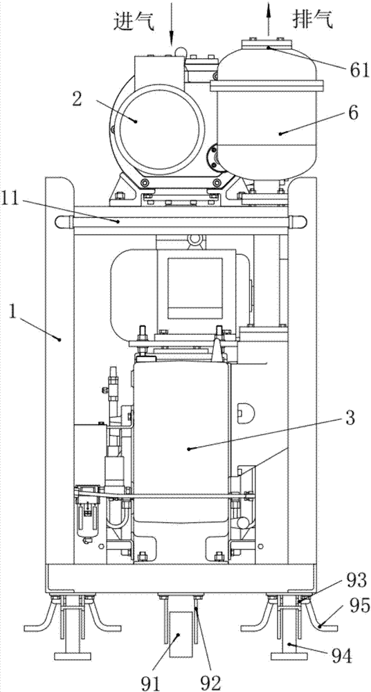 Moving type roots and slide valve vacuum unit