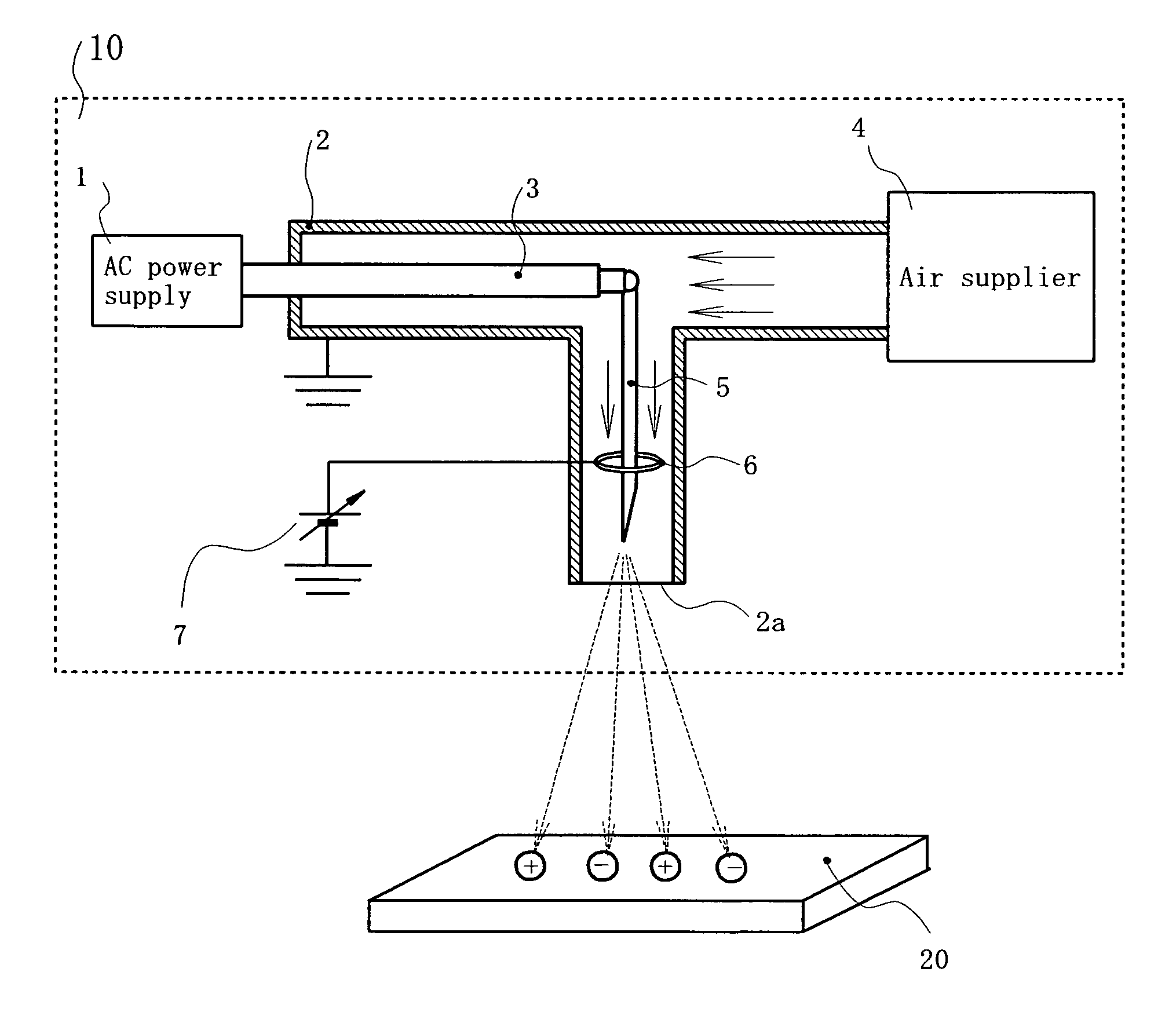 Corona discharge ionizer