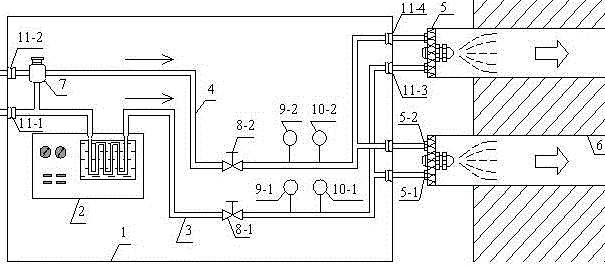 Mine high-efficiency nitrogen injection fire prevention system