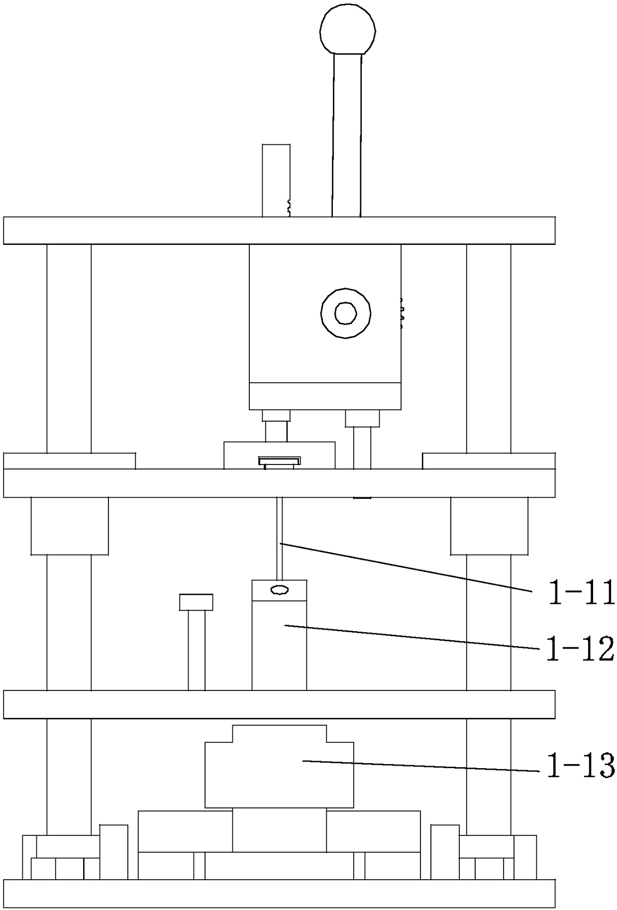 A rotary pull-bending fishhook hanging plate pressing nail bending device