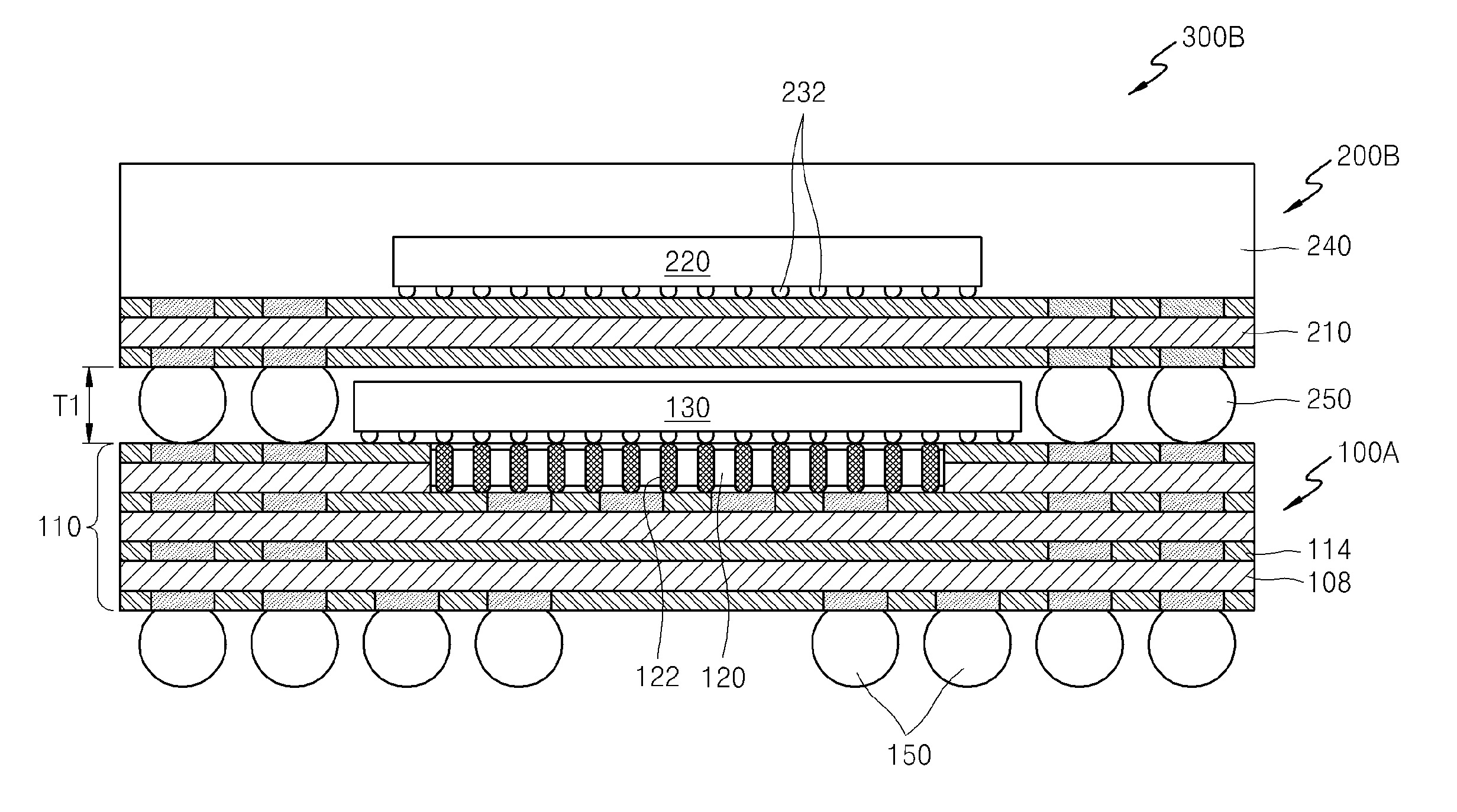 Embedded chip-on-chip package and package-on-package comprising same