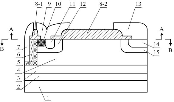 Longitudinal channel SOI (silicon on insulator) nLDMOS (n-type laterally diffused metal oxide semiconductor) device unit with p buried layer