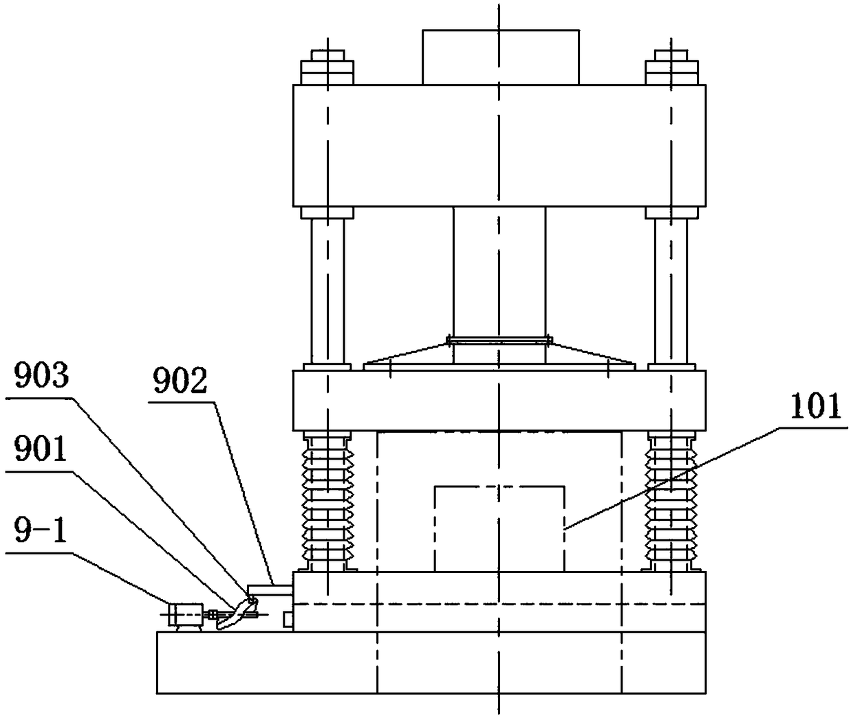 Oil press with functions of buffering, noise reduction and convenient mold mounting and dismounting