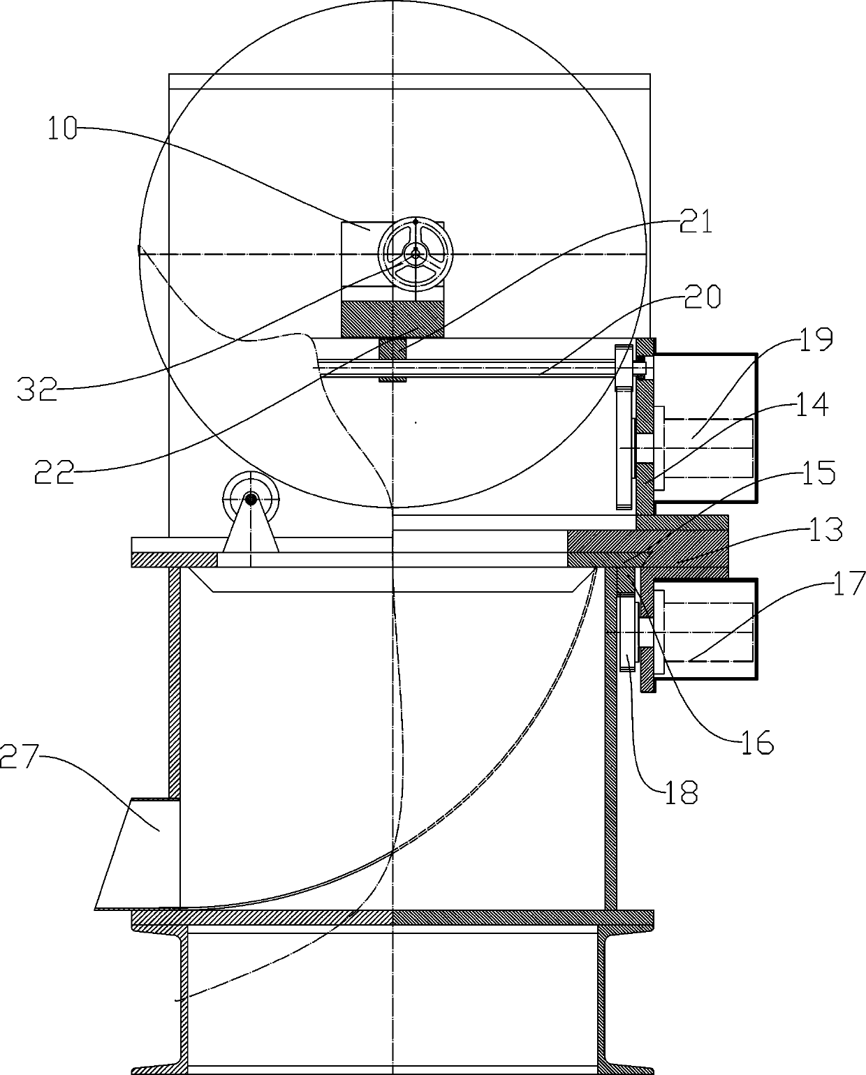 Solid rocket motor grain clearing device