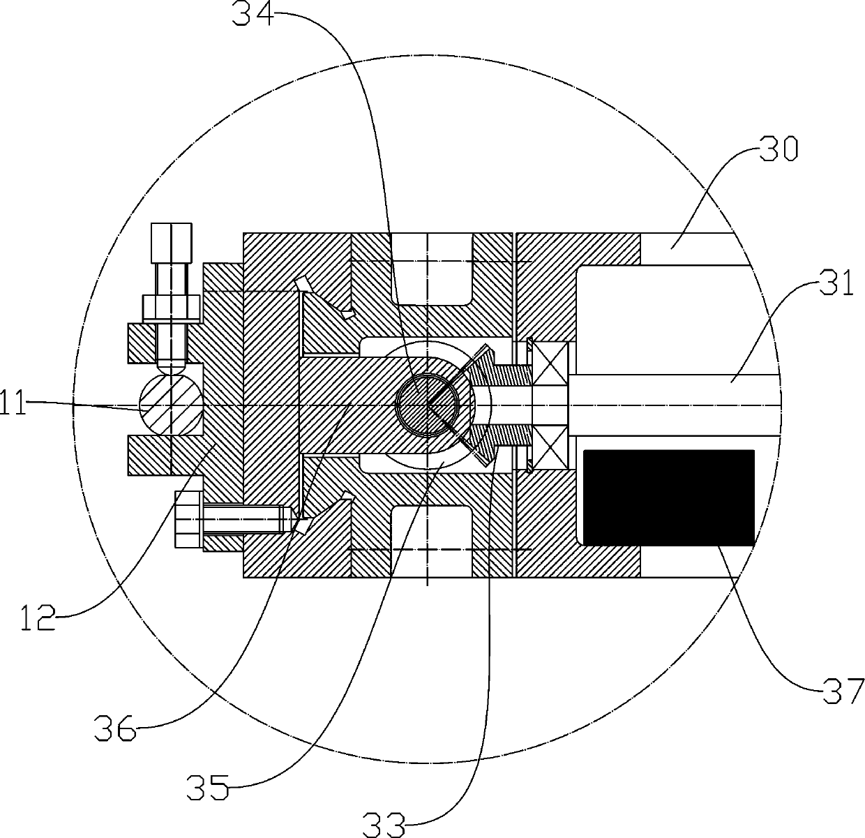 Solid rocket motor grain clearing device