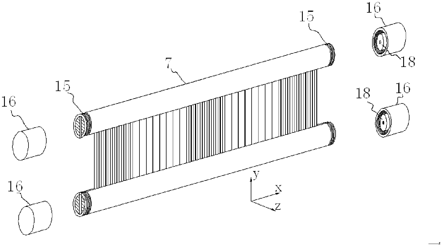 Variable density circular frame beam gluing combined reed