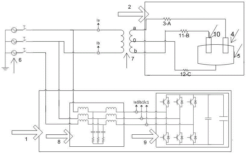 Three-phase equilibrium single-double pole electric slag furnace