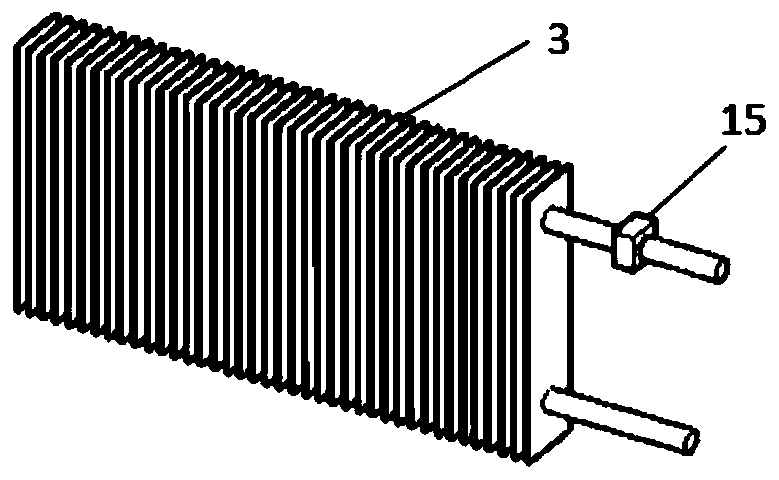 A data center cabinet with its own temperature control device and servers arranged vertically