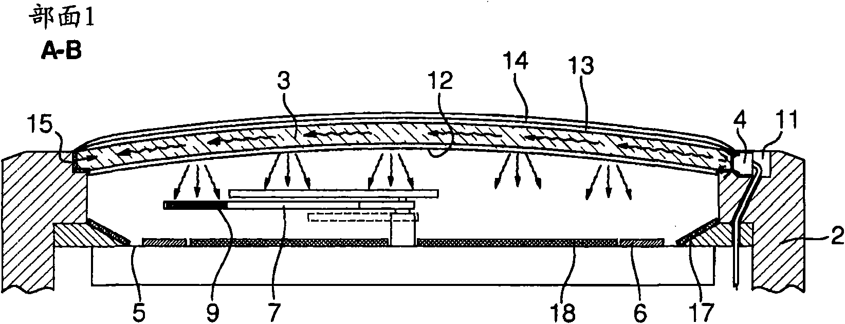 Timepiece with a lighting device comprising an ultraviolet led