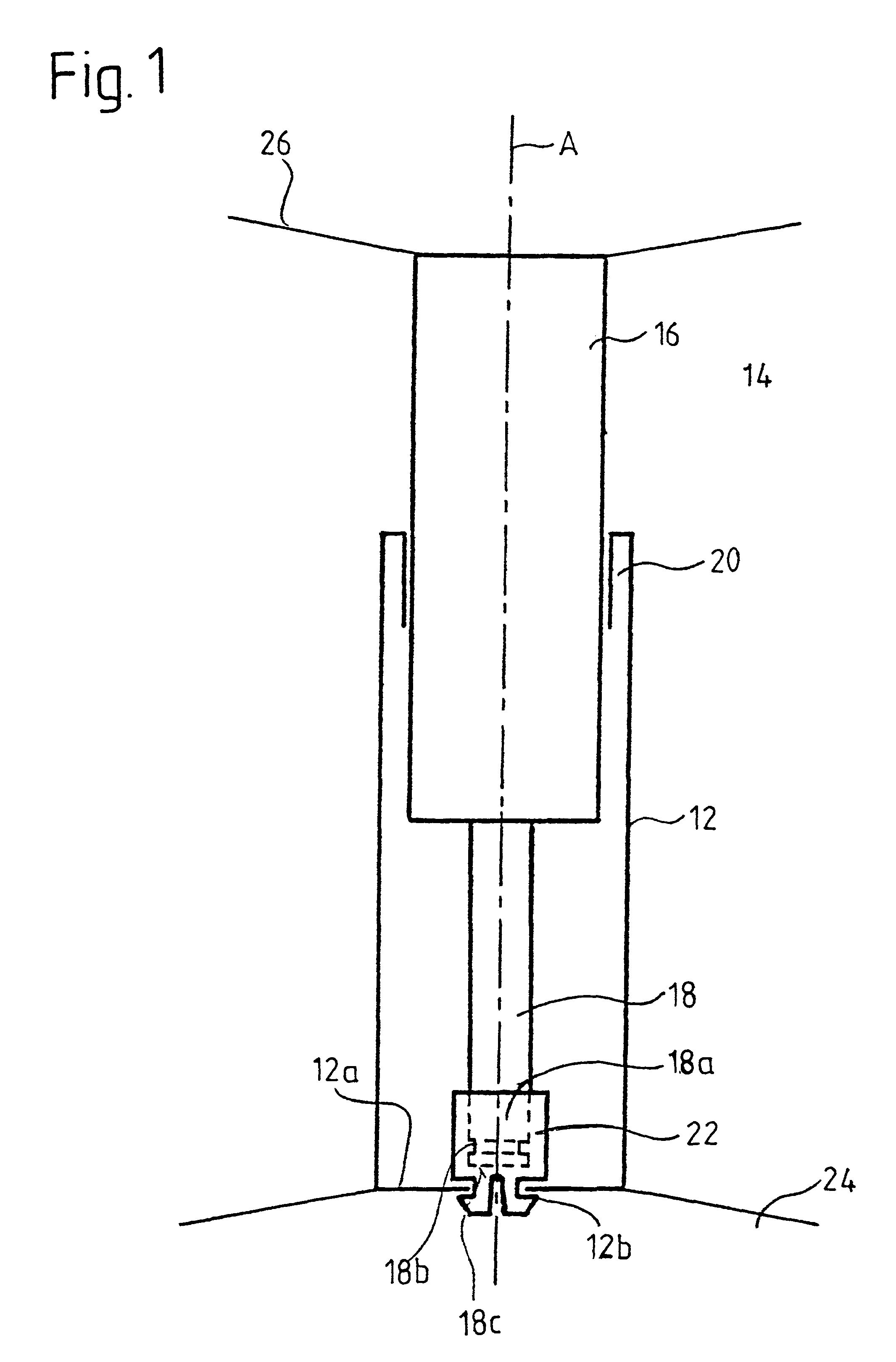 Length adjustable column with axial bearing, and method of installation of the axial bearing