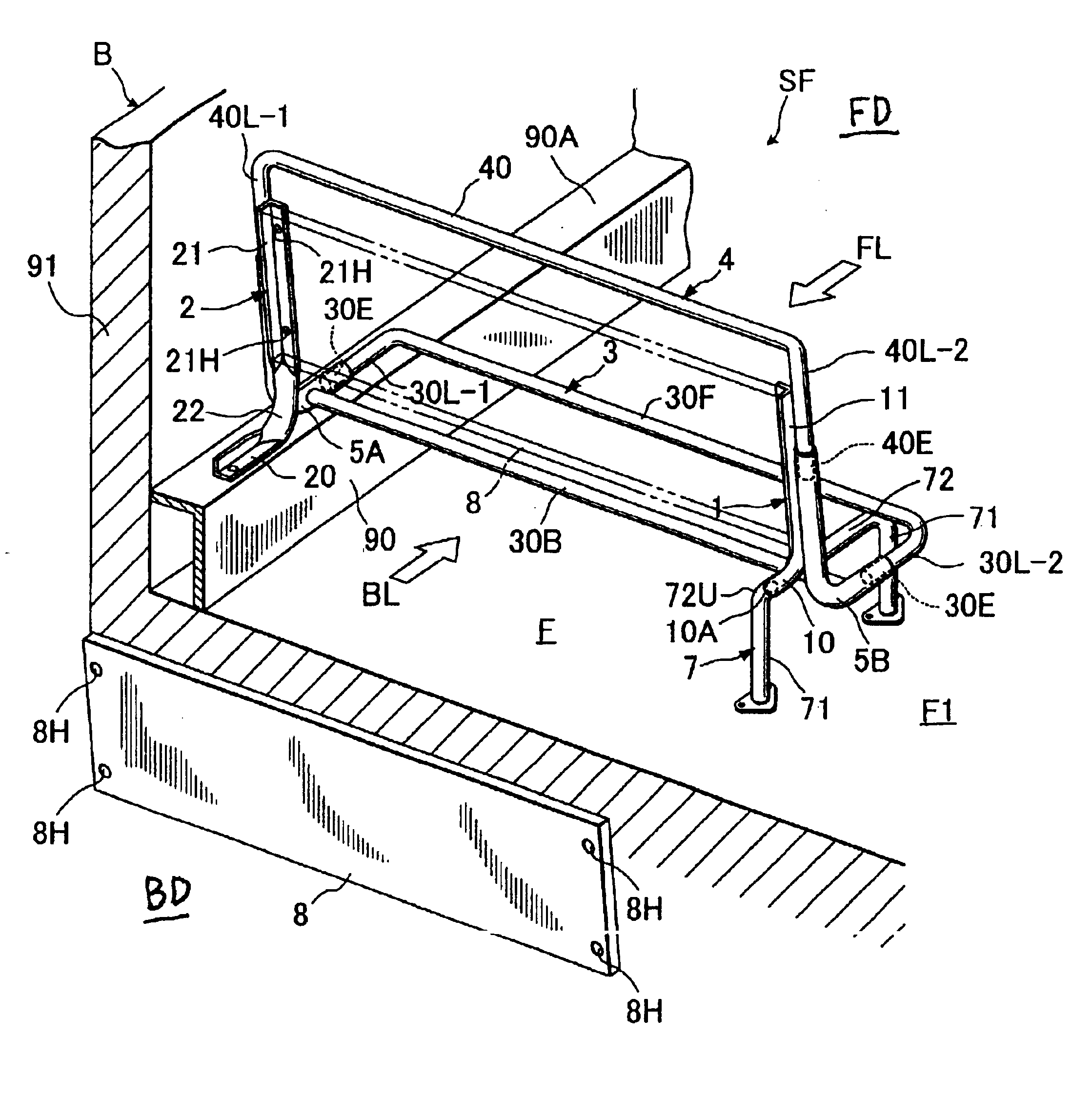 Seat framework for bus