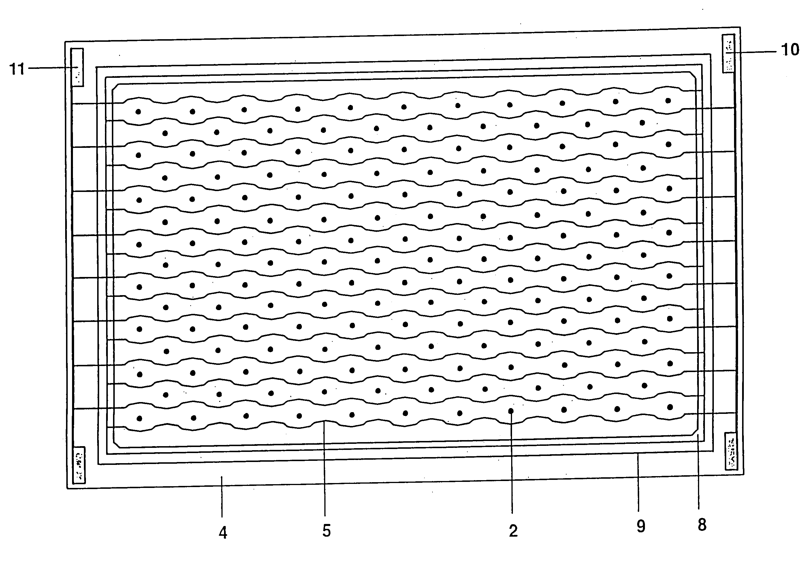 Discharge lamp for dielectrically impeded discharges having a corrugated cover plate structure