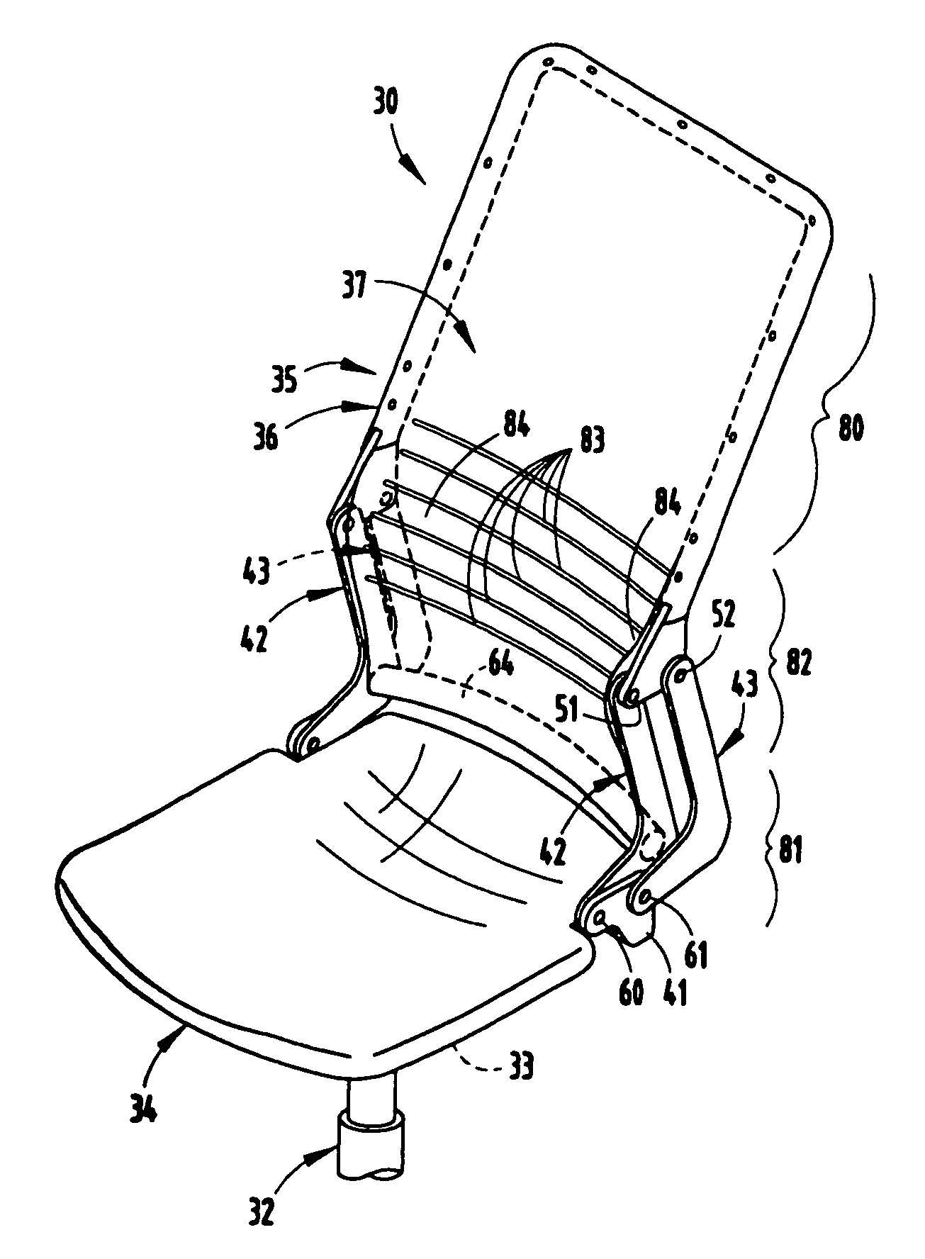 Seating with shape-changing back support frame