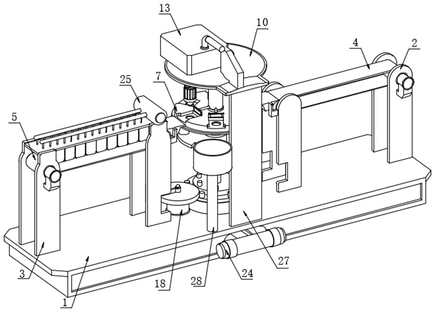 A multi-station turntable chip packaging production line